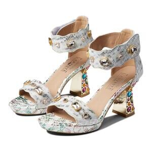 L'Artiste Womens Jewell Heeled Sandals EU 39 US 8.5 White Leather GUC